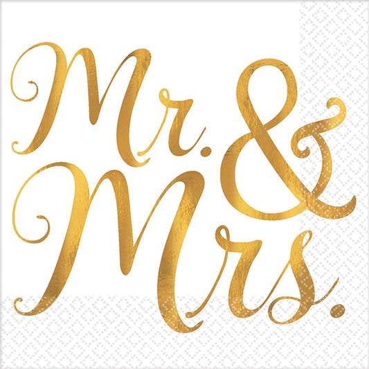 Beverage Napkins Mr. & Mrs. 16/pkg