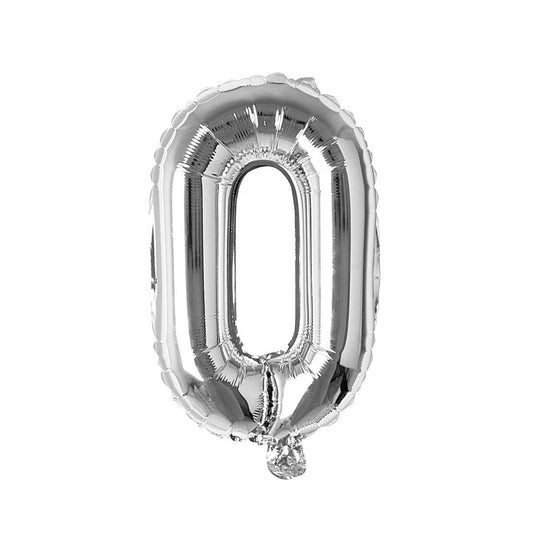 Silver Number 0 Foil Balloon, 16 Inches