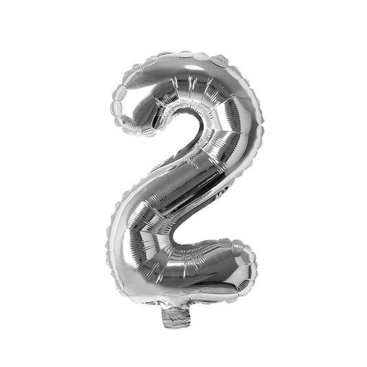 Silver Number 2 Foil Balloon, 16 Inches